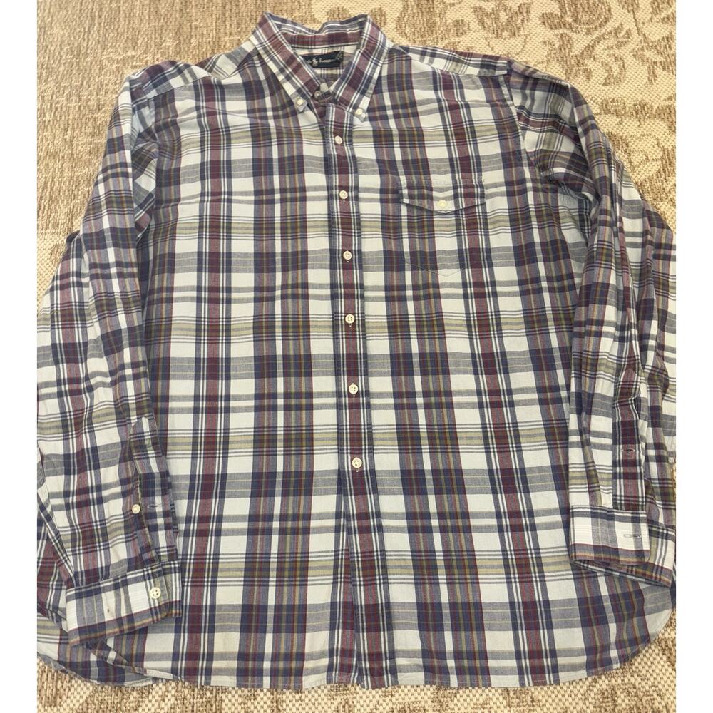Ralph Lauren Shirt Mens XXLarge Blue Casual Plaid Long Sleeve Button Down 2XL RL